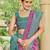 banarasi silk blend pink & blue saree with elegant floral buti design & jacquard border saree