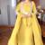 Yellow silk  party wear embroidery  coty suit set