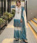 Sky blue georgette  party wear embroidery  plazzo suit set