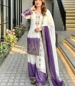 Purple georgette  party wear embroidery  plazzo suit set