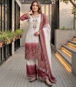 Maroon georgette  party wear embroidery  plazzo suit set