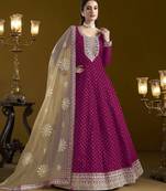 rani pink chanderi butti Anarkali Suit