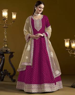 rani pink chanderi butti Anarkali Suit 2