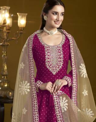 rani pink chanderi butti Anarkali Suit 3