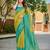 Banarasi satin silk saree floral zari woven saree with mustard color and turquoise blue border tassels