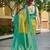 Banarasi satin silk saree floral zari woven saree with mustard color and turquoise blue border tassels