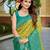 Banarasi satin silk saree floral zari woven saree with mustard color and turquoise blue border tassels