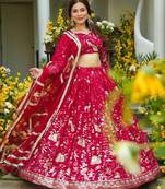 Red Designer Lehenga - Heavy Embroidery for Festive Wear For Women's