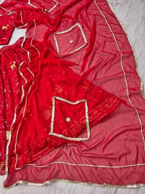 Red Designer Lehenga - Heavy Embroidery for Festive Wear For Women's 4