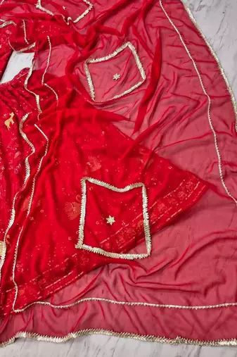 Red Designer Lehenga - Heavy Embroidery for Festive Wear For Women's
