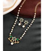 Green necklace drop earrings set ethnic fashion jewellery for women