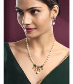 Green necklace drop earrings set ethnic fashion jewellery for women