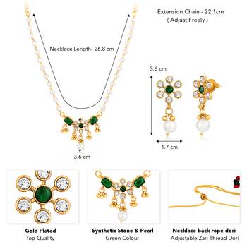 Green necklace drop earrings set ethnic fashion jewellery for women 4