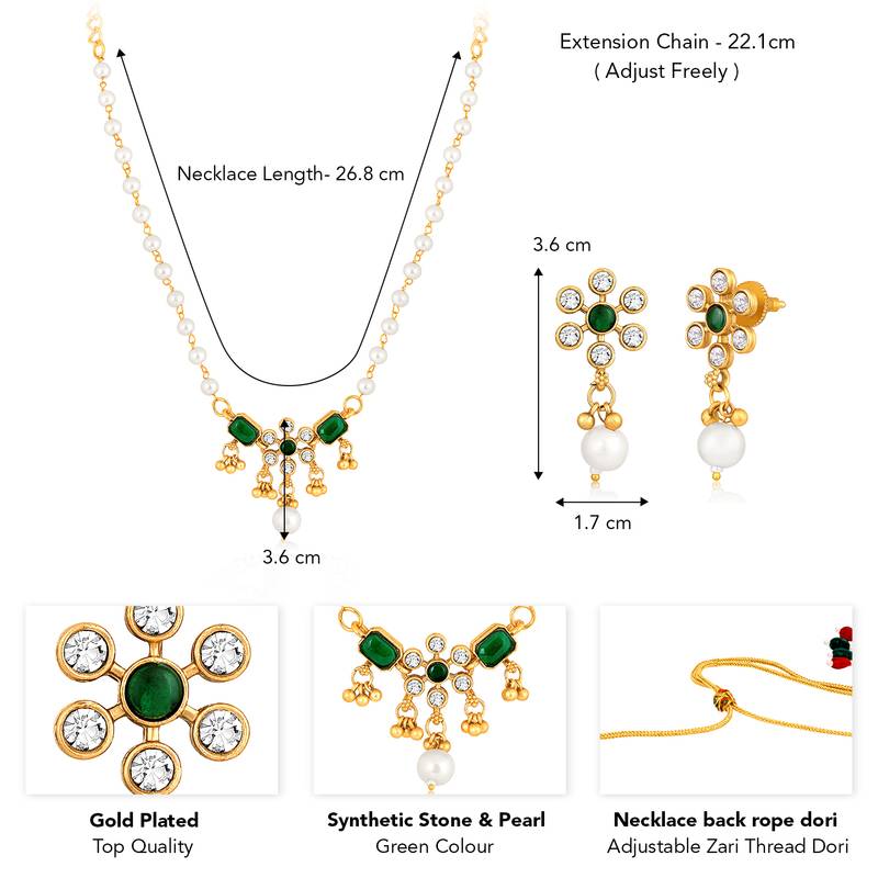 Green necklace drop earrings set ethnic fashion jewellery for women
