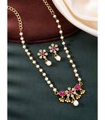 Rani pink necklace drop earrings set ethnic fashion jewellery for women