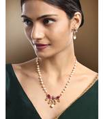 Rani pink necklace drop earrings set ethnic fashion jewellery for women