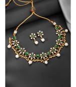 Green necklace drop earrings set ethnic fashion jewellery for women