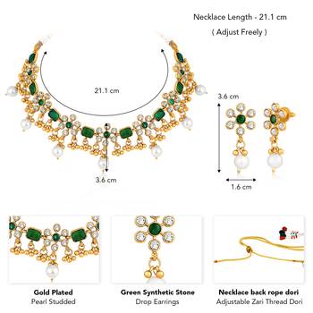 Green necklace drop earrings set ethnic fashion jewellery for women 3