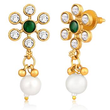 Green necklace drop earrings set ethnic fashion jewellery for women 4