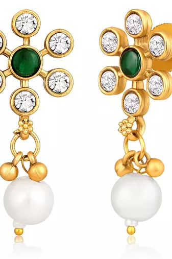 Green necklace drop earrings set ethnic fashion jewellery for women
