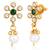 Green necklace drop earrings set ethnic fashion jewellery for women