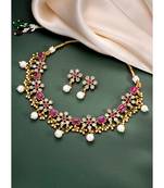 Rani pink necklace drop earrings set ethnic fashion jewellery for women