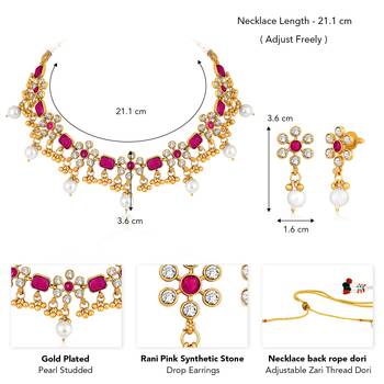 Rani pink necklace drop earrings set ethnic fashion jewellery for women 3