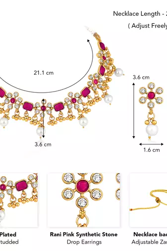 Rani pink necklace drop earrings set ethnic fashion jewellery for women