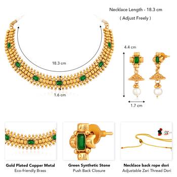 Green necklace drop earrings set ethnic fashion jewellery for women 4