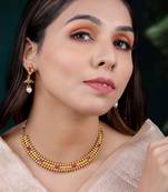 Rani pink necklace drop earrings set ethnic fashion jewellery for women