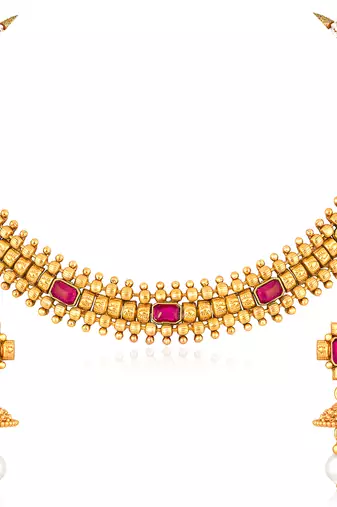 Rani pink necklace drop earrings set ethnic fashion jewellery for women