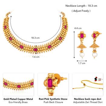 Rani pink necklace drop earrings set ethnic fashion jewellery for women 4