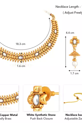 White necklace drop earrings set ethnic fashion jewellery for women