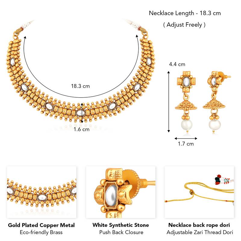 White necklace drop earrings set ethnic fashion jewellery for women