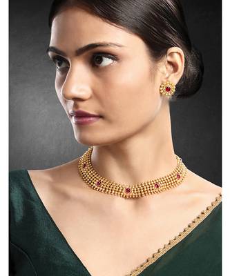 Rani pink necklace stud earrings set ethnic fashion jewellery for women 1