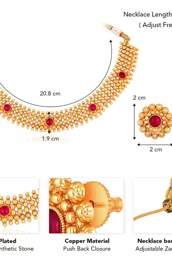 Rani pink necklace stud earrings set ethnic fashion jewellery for women