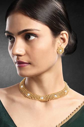 White necklace stud earrings set ethnic fashion jewellery for women