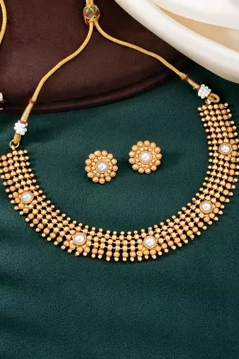 White necklace stud earrings set ethnic fashion jewellery for women