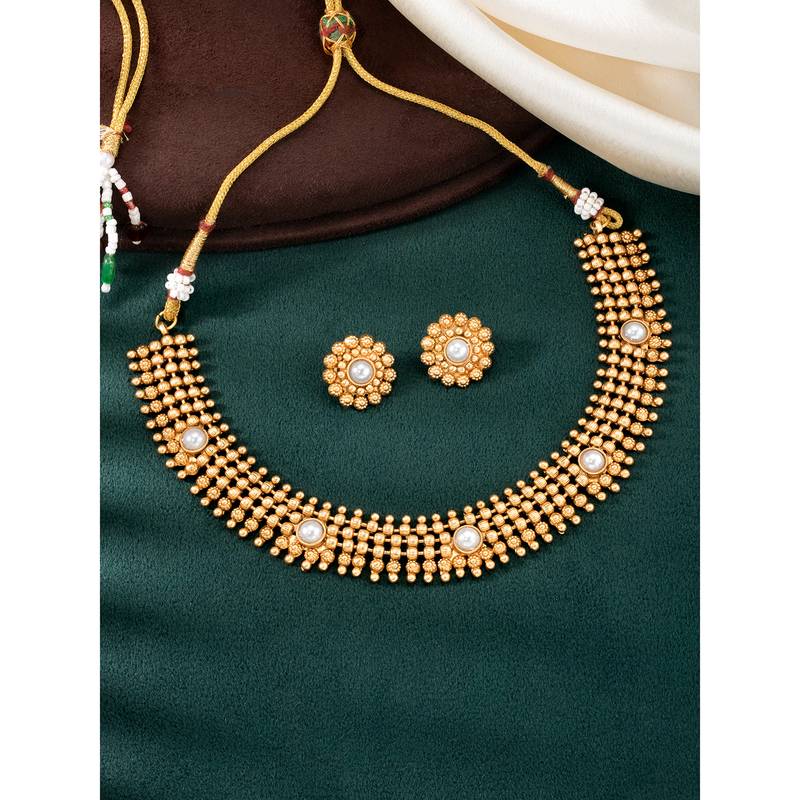 White necklace stud earrings set ethnic fashion jewellery for women