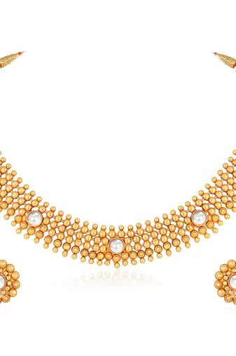 White necklace stud earrings set ethnic fashion jewellery for women