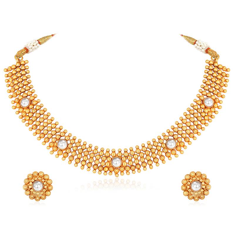 White necklace stud earrings set ethnic fashion jewellery for women