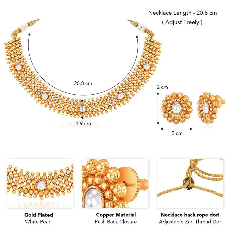 White necklace stud earrings set ethnic fashion jewellery for women