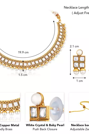 White necklace stud earrings set ethnic fashion jewellery for women