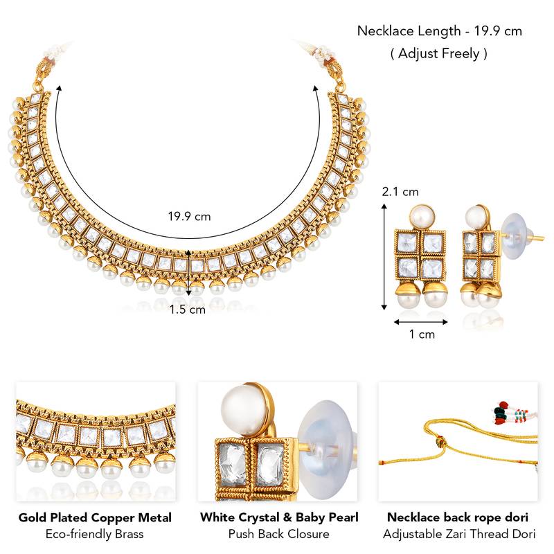 White necklace stud earrings set ethnic fashion jewellery for women
