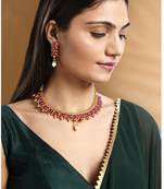 Rani pink necklace drop earrings set ethnic fashion jewellery for women