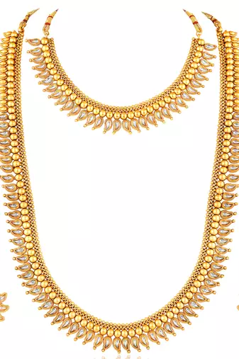 White long necklace with choker earrings set ethnic jewellery gift for women