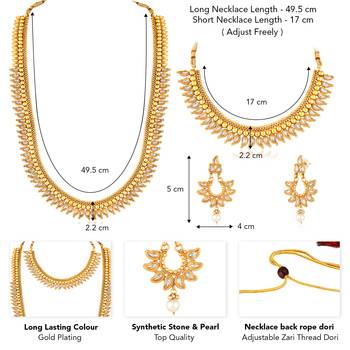 White long necklace with choker earrings set ethnic jewellery gift for women 4