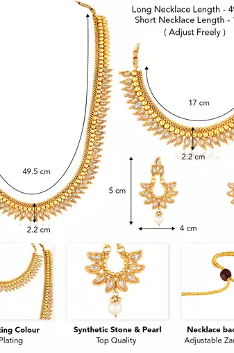White long necklace with choker earrings set ethnic jewellery gift for women