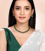 Green necklace earrings set ethnic jewellery gift for women