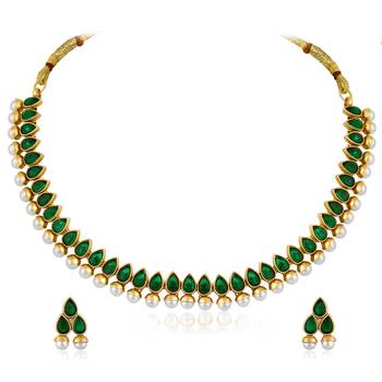 Green necklace earrings set ethnic jewellery gift for women 3